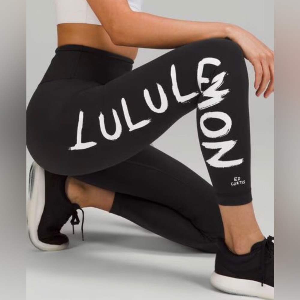 Lululemon Black Leggings Ed Curtis Logo Small XS 0 2 4